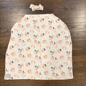 Copper Pearl Multi-Use Cover and Bow Headband in Peach Caroline Print